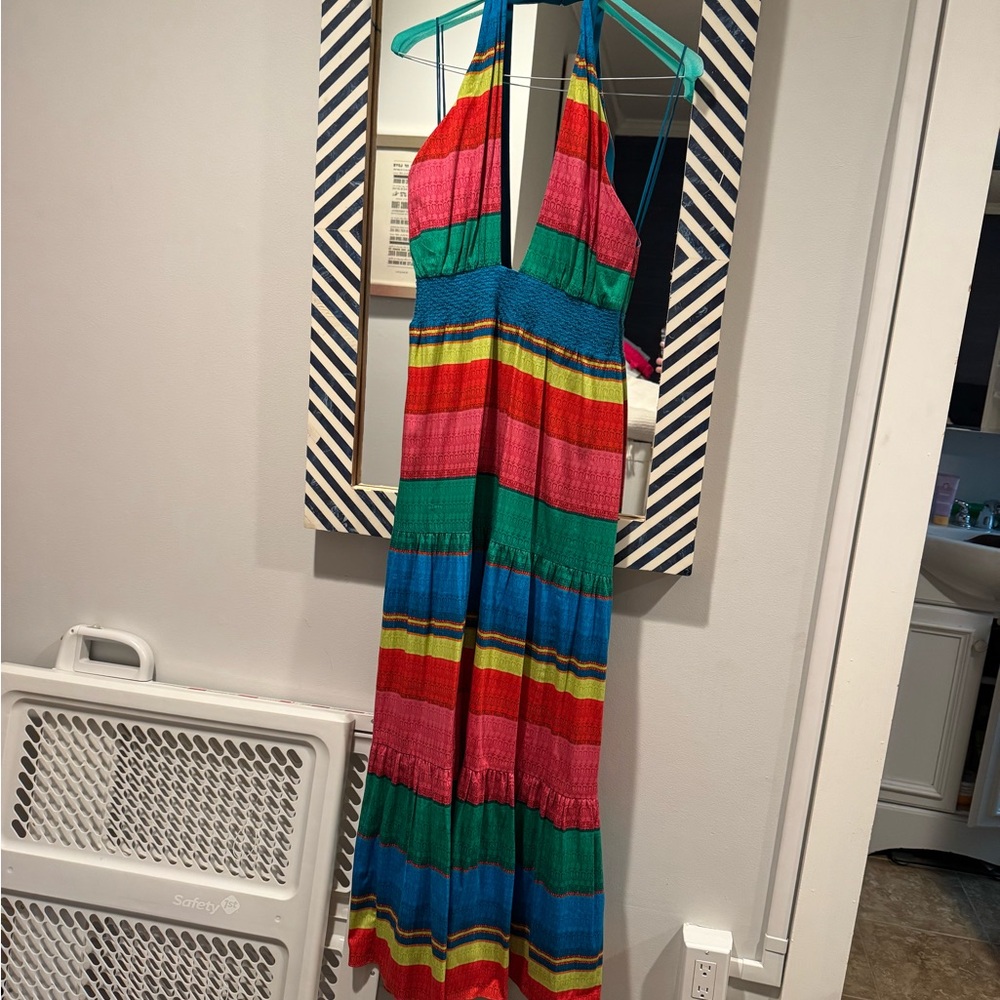 Alice + Olivia Pink and Red Maxi Dress with Sleeveless Design